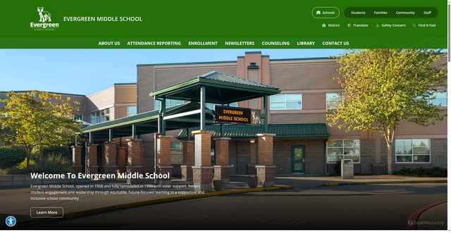 Security scan screenshot of https://evergreenms.everettsd.org/