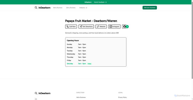 Security scan screenshot of https://indearborn-astro.pages.dev/papaya-fruit-market-warren