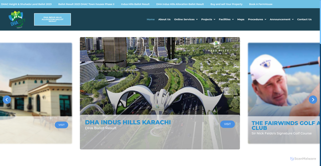 Security scan screenshot of https://dhacitykarachi.org.pk/
