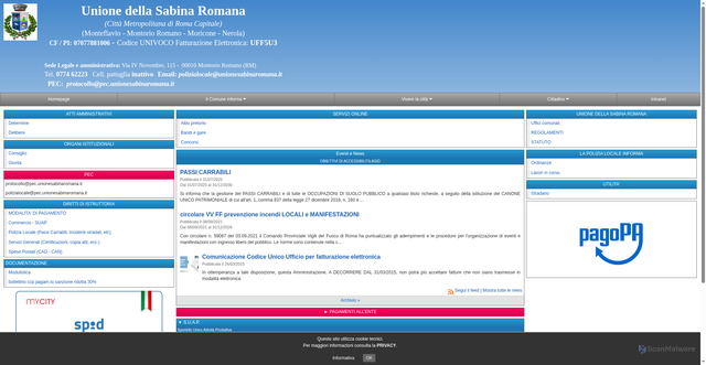 Security scan screenshot of https://www.unionesabinaromana.it