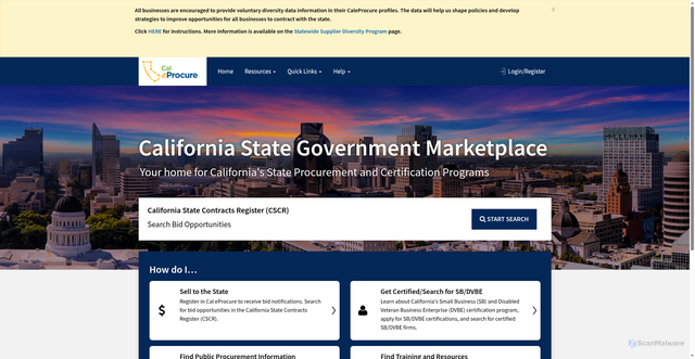 Security scan screenshot of https://caleprocure.ca.gov