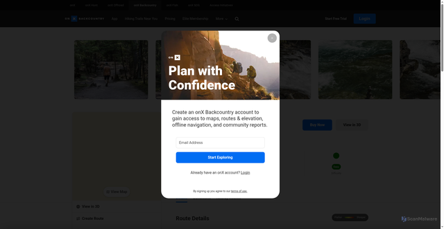 Security scan screenshot of https://www.onxmaps.com/hiking/jn2qvj7ldq95/mcdonald-falls