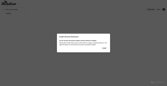 Security scan screenshot of https://acadian.printercloud.com