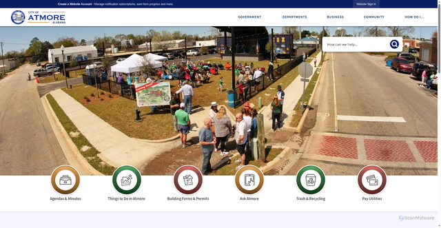 Security scan screenshot of https://cityofatmore.gov/