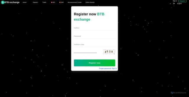 Security scan screenshot of https://btbuu.com/Login/register