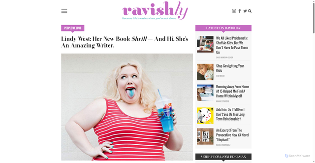 Security scan screenshot of https://www.ravishly.com/people-we-love/lindy-west-her-new-book-shrill-and-hi-shes-amazing-writer