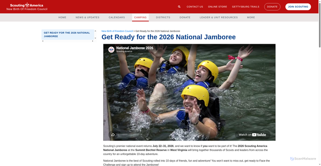 Security scan screenshot of https://newbirthoffreedom.org/get-ready-for-the-2026-national-jamboree/