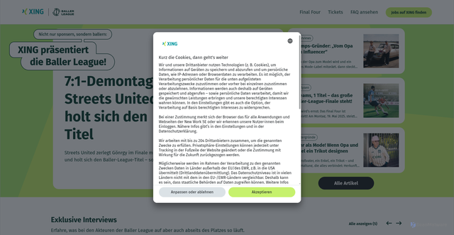 Security scan screenshot of https://ballerleague.xing.com