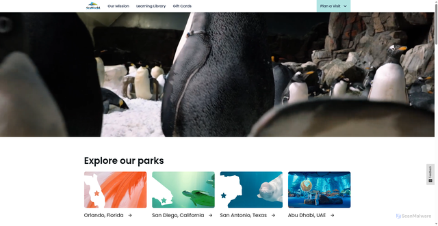 Security scan screenshot of https://seaworld.com