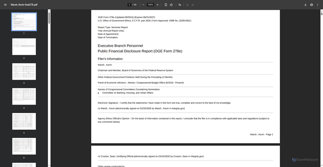 Security scan screenshot of https://extapps2.oge.gov/201/Presiden.nsf/PAS+Index/F57618ED6E5F30B585258DD9002DD780/$FILE/Warsh%2C%20Kevin%20%20final278.pdf