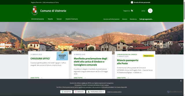 Security scan screenshot of https://www.comune.vistrorio.to.it