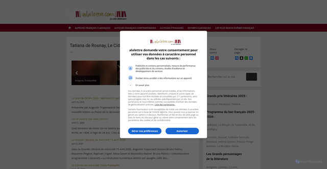 Security scan screenshot of https://www.alalettre.com