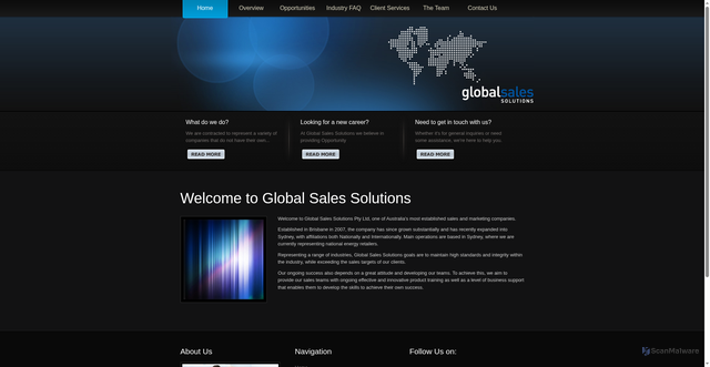 Security scan screenshot of https://globalsalessolutions.com.au