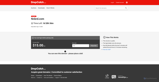 Security scan screenshot of http://nnbrd.com/