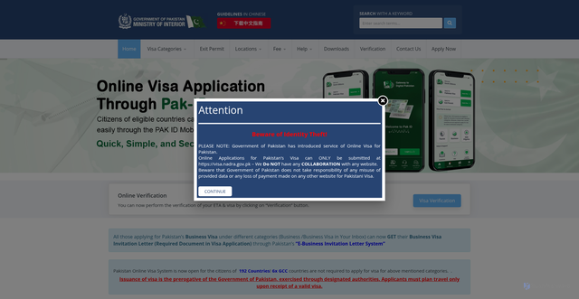 Security scan screenshot of https://visa.nadra.gov.pk