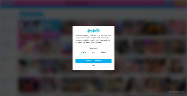 Security scan screenshot of https://www.camsoda.com