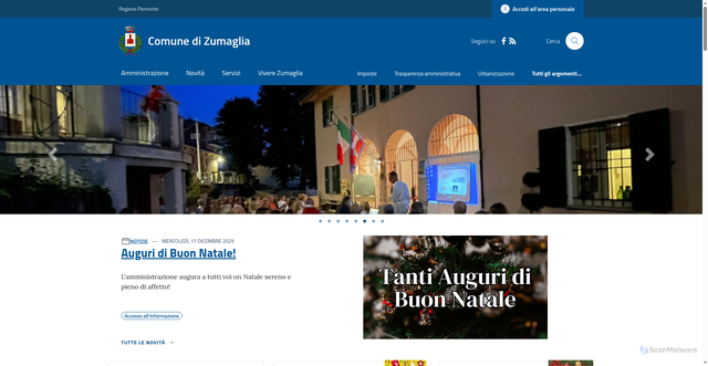 Security scan screenshot of https://www.comune.zumaglia.bi.it/