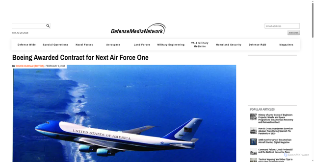 Security scan screenshot of https://www.defensemedianetwork.com/stories/boeing-awarded-contract-for-next-air-force-one/