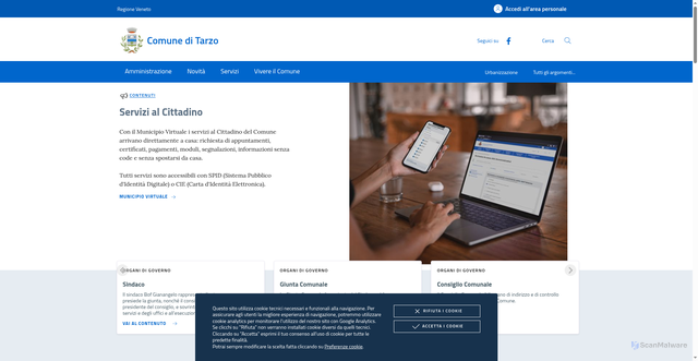 Security scan screenshot of https://www.comune.tarzo.tv.it/