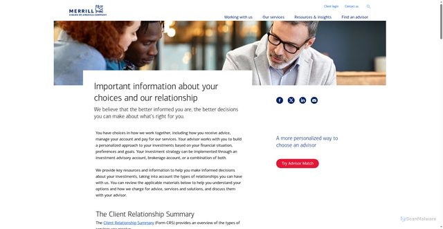 Security scan screenshot of https://www.ml.com/solutions/understanding-our-services-and-fees-when-you-work-with-an-advisor.html