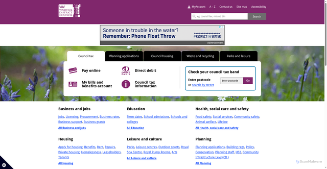 Security scan screenshot of http://www.warwickdc.gov.uk