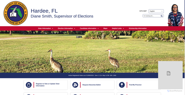 Security scan screenshot of https://hardeeflvotes.gov/