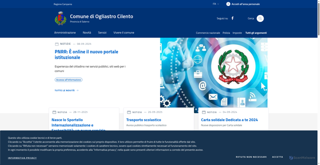 Security scan screenshot of https://www.comune.ogliastrocilento.sa.it/