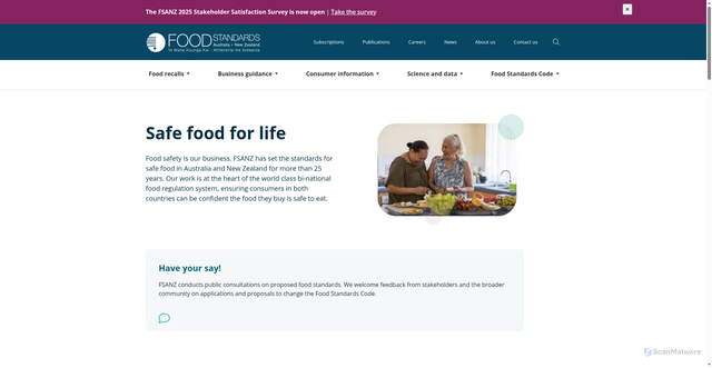Security scan screenshot of https://www.foodstandards.gov.au/