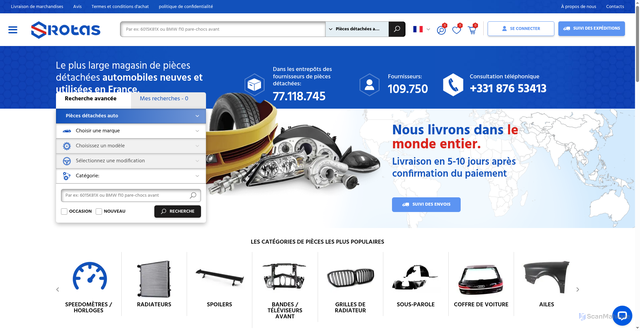 Security scan screenshot of http://srotas.fr/