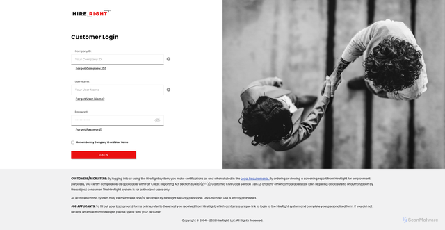 Security scan screenshot of https://ows01.hireright.com