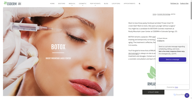 Security scan screenshot of https://coloradospringsdermatologyclinic.com/cosmetic/botox/