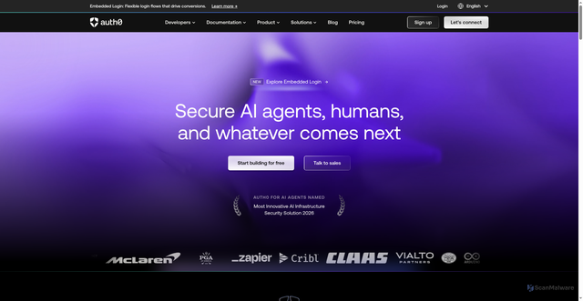 Security scan screenshot of https://tenants.auth0.com