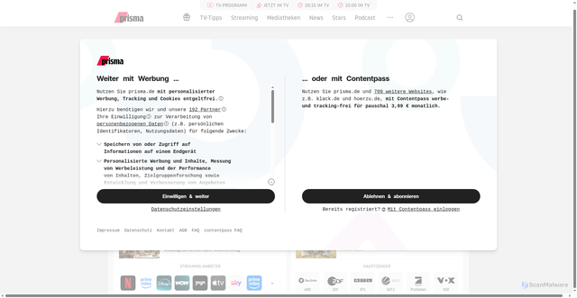 Security scan screenshot of https://www.prisma.de