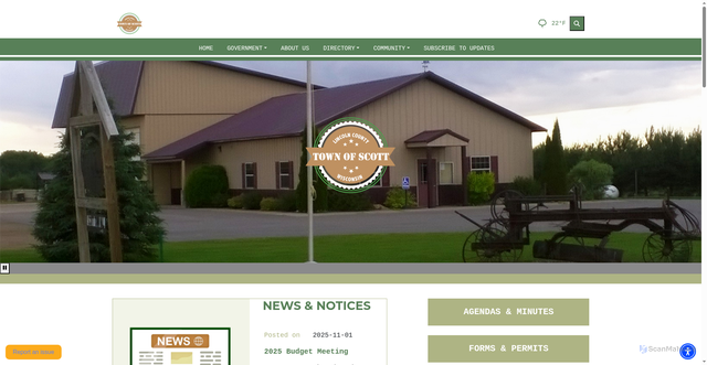 Security scan screenshot of https://townofscottlincolnwi.gov/