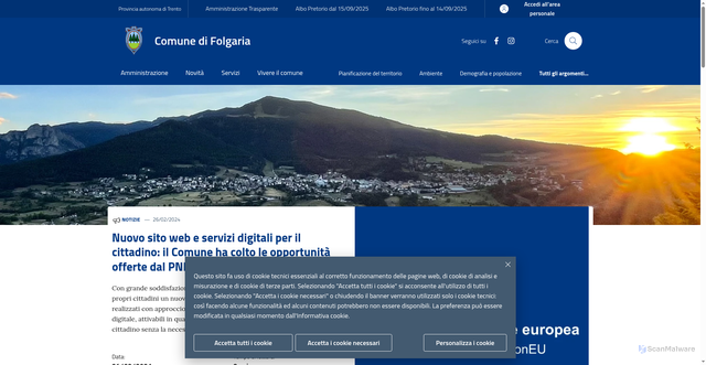 Security scan screenshot of https://www.comune.folgaria.tn.it