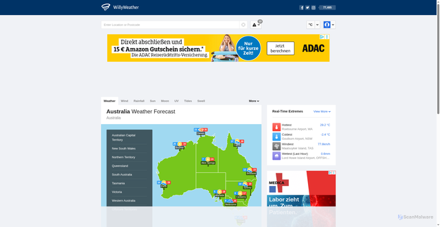 Security scan screenshot of https://willyweather.com.au