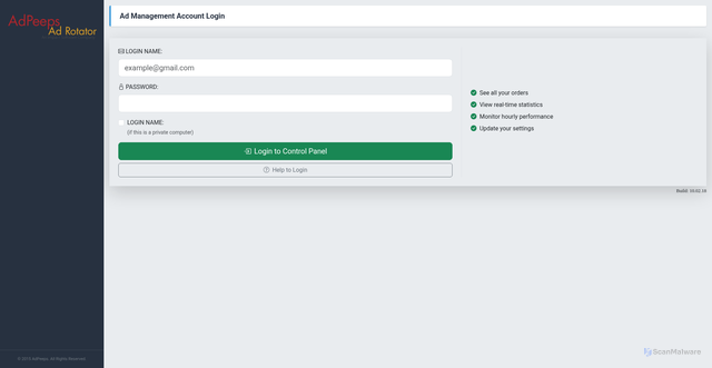 Security scan screenshot of https://adpeepshosted.com