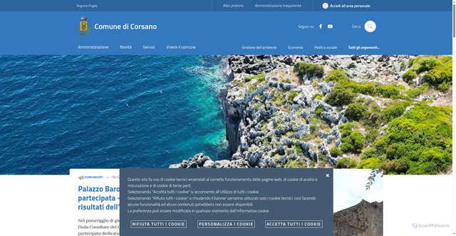 Security scan screenshot of https://www.comune.corsano.le.it/
