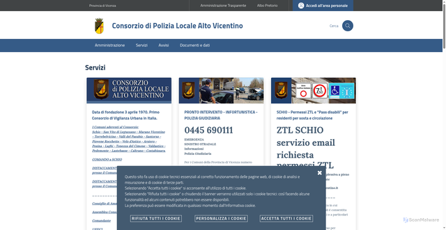 Security scan screenshot of https://polizia.altovicentino.it/