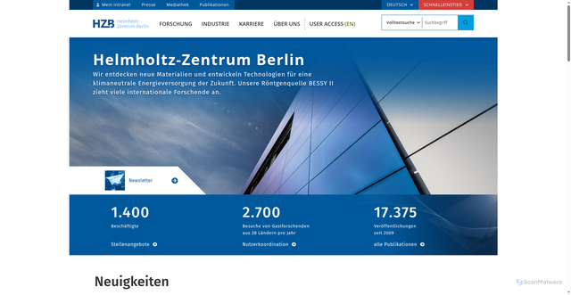 Security scan screenshot of https://www.helmholtz-berlin.de/