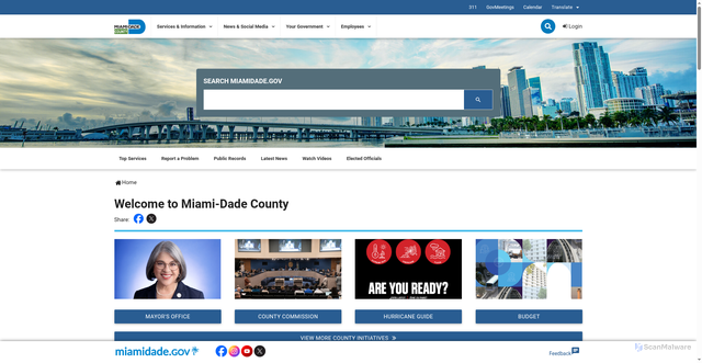 Security scan screenshot of https://www.miamidade.gov/