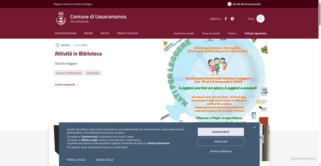 Security scan screenshot of https://comune.ussaramanna.su.it/