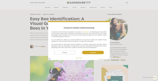 Security scan screenshot of https://gardenbetty.com/bees/