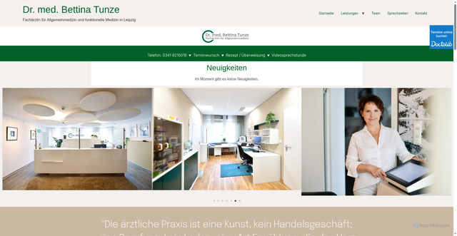 Security scan screenshot of https://dr-bettina-tunze.de