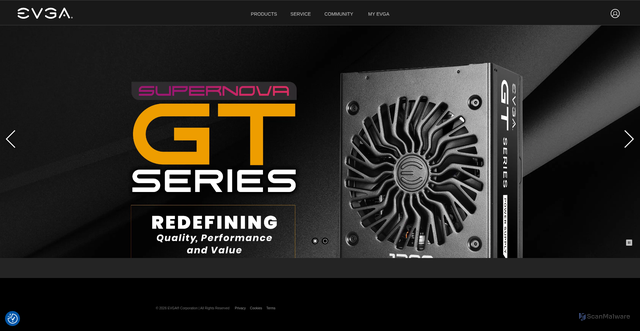 Security scan screenshot of https://evga.com