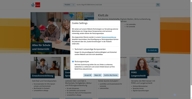 Security scan screenshot of https://www.klett.de