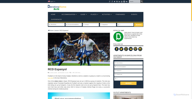 Security scan screenshot of https://barcelona-home.com/blog/rcd-espanyol/
