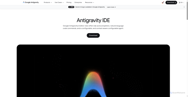 Security scan screenshot of https://antigravity.google/product/antigravity-ide/