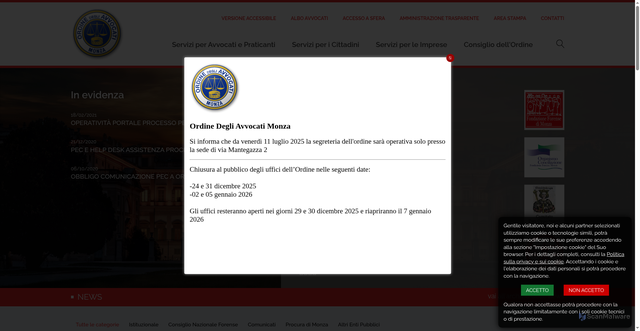 Security scan screenshot of https://www.ordineavvocatimonza.it/