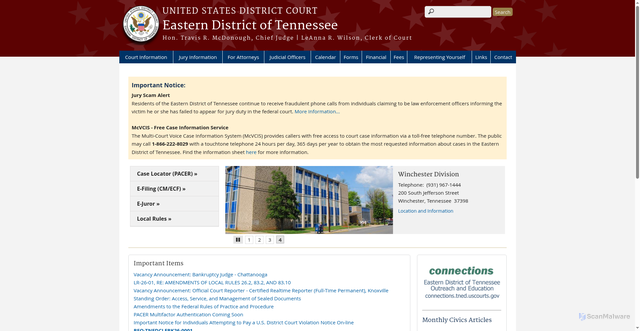 Security scan screenshot of https://tned.uscourts.gov